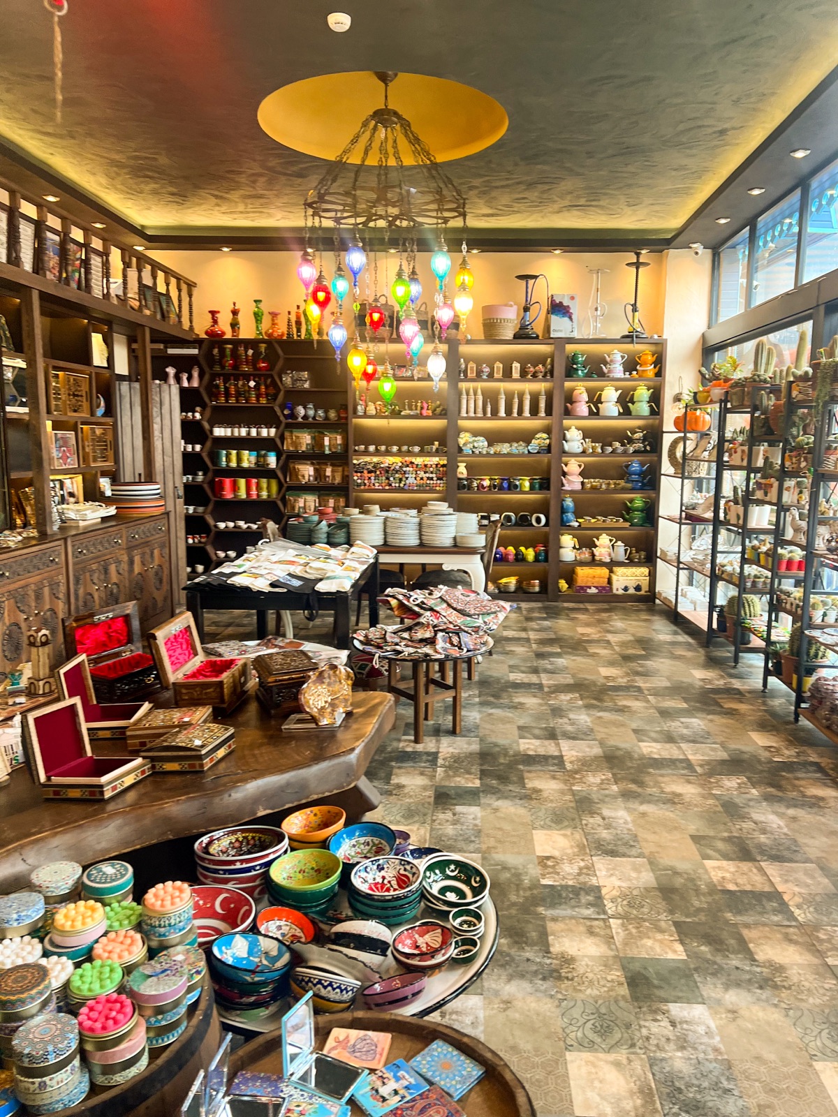 Colourful Istanbul shop with lamps and ceramics